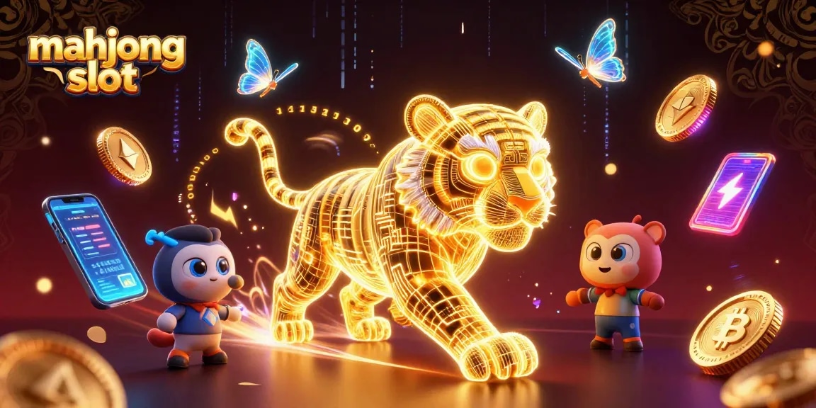Experience the excitement of Mahjong Slot with a vibrant 3D casino scene filled with energy!