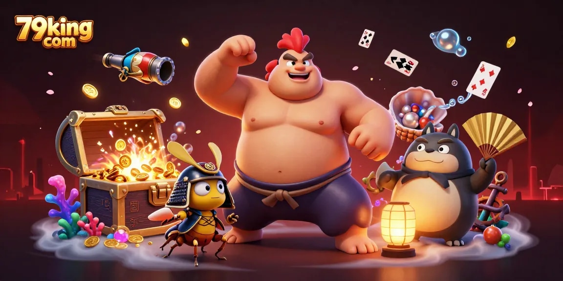 Engage in thrilling gameplay at 79king com with a powerful sumo wrestler and dynamic casino elements.