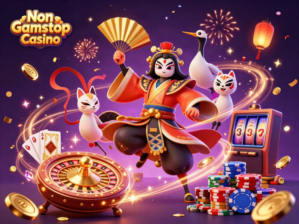 Engage with the excitement of a Non Gamstop Casino featuring dynamic characters and casino elements.