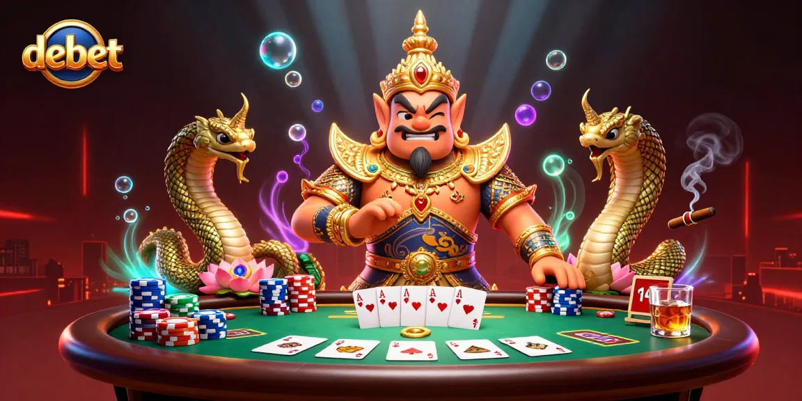 Engage with debet's gaming scene featuring a vibrant 3D illustration of poker action.