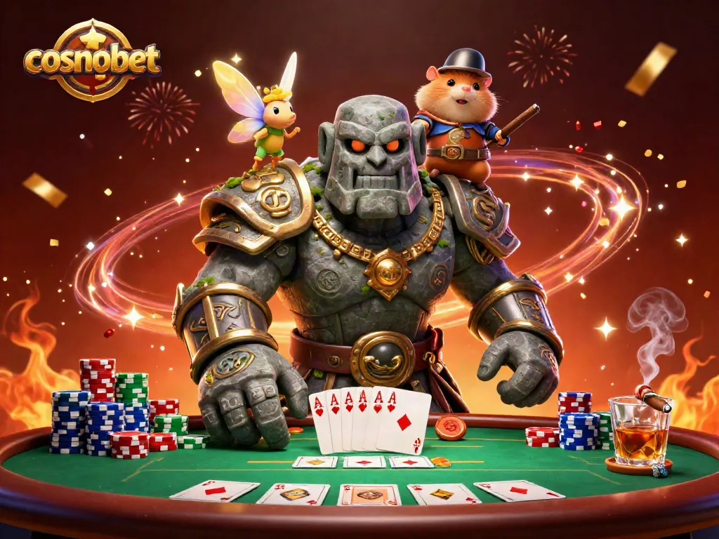 Enhance your gaming experience at cosmobet with dynamic 3D casino characters against a vibrant backdrop.