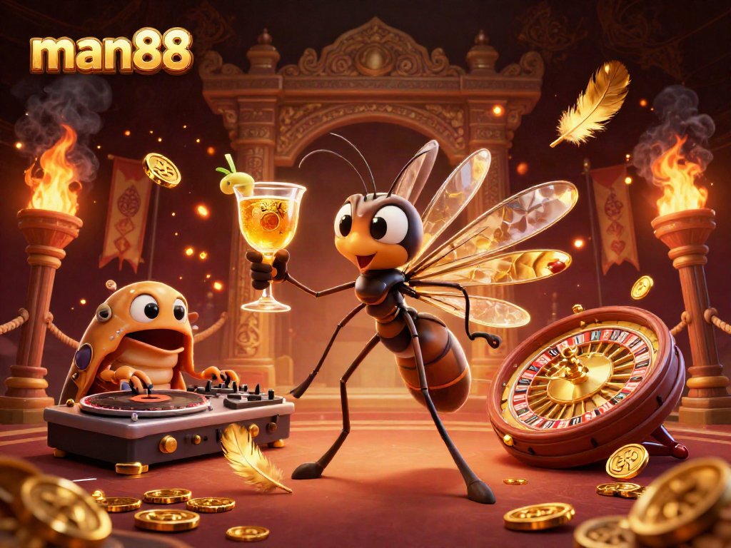 Engage with exciting man88 casino experiences featuring dynamic characters and a golden roulette wheel.
